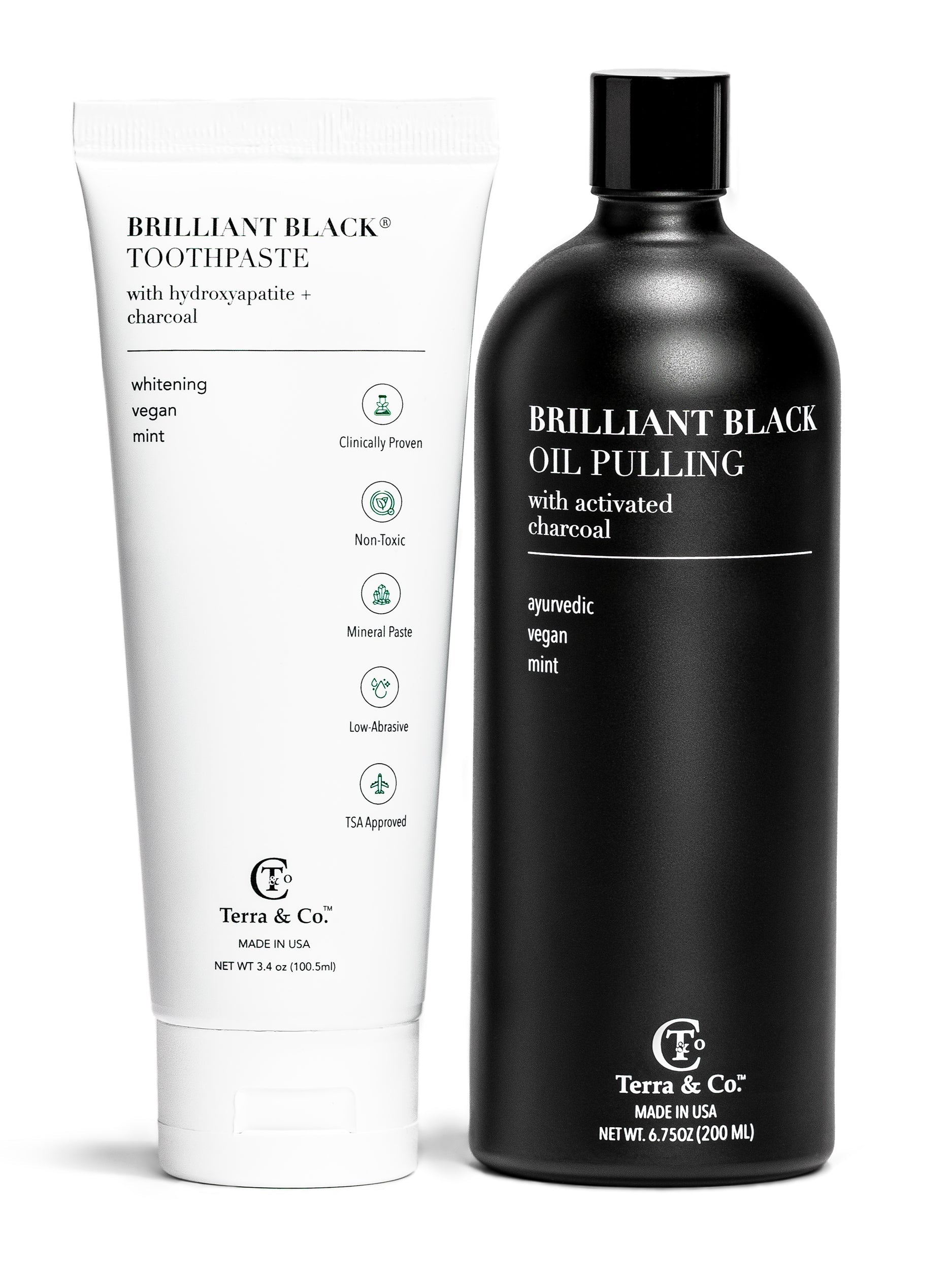 Charcoal Oil Pulling + Hydroxyapatite Toothpaste Bundle | Terra & Co.