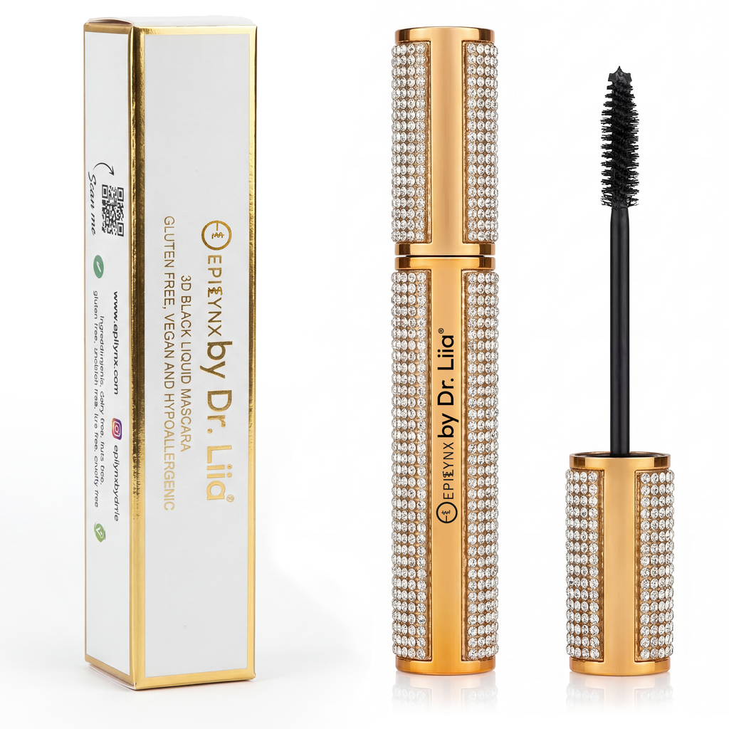 Mega Volume Vegan Mascara Black and Blue – Smudge-Proof with Handmade Diamond Case