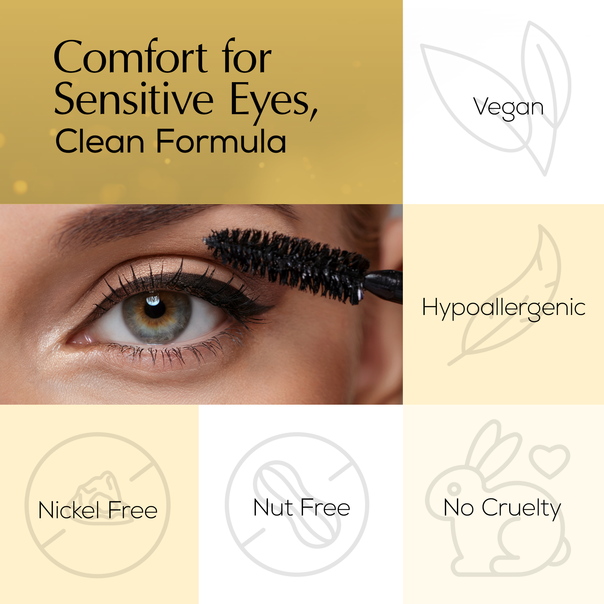 Mega Volume Vegan Mascara Black and Blue – Smudge-Proof with Handmade Diamond Case